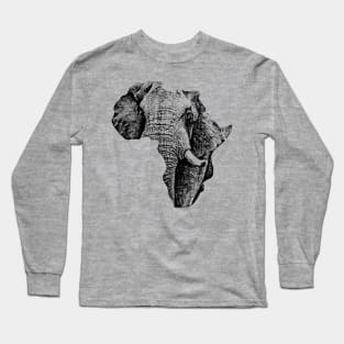 African Elephant in Shape of Africa Long Sleeve T-Shirt